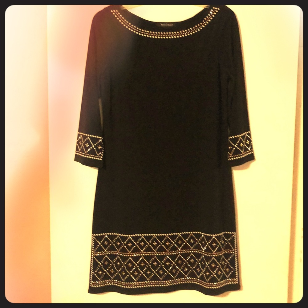 WHBM Black Dress Gold & Silver Embroidering